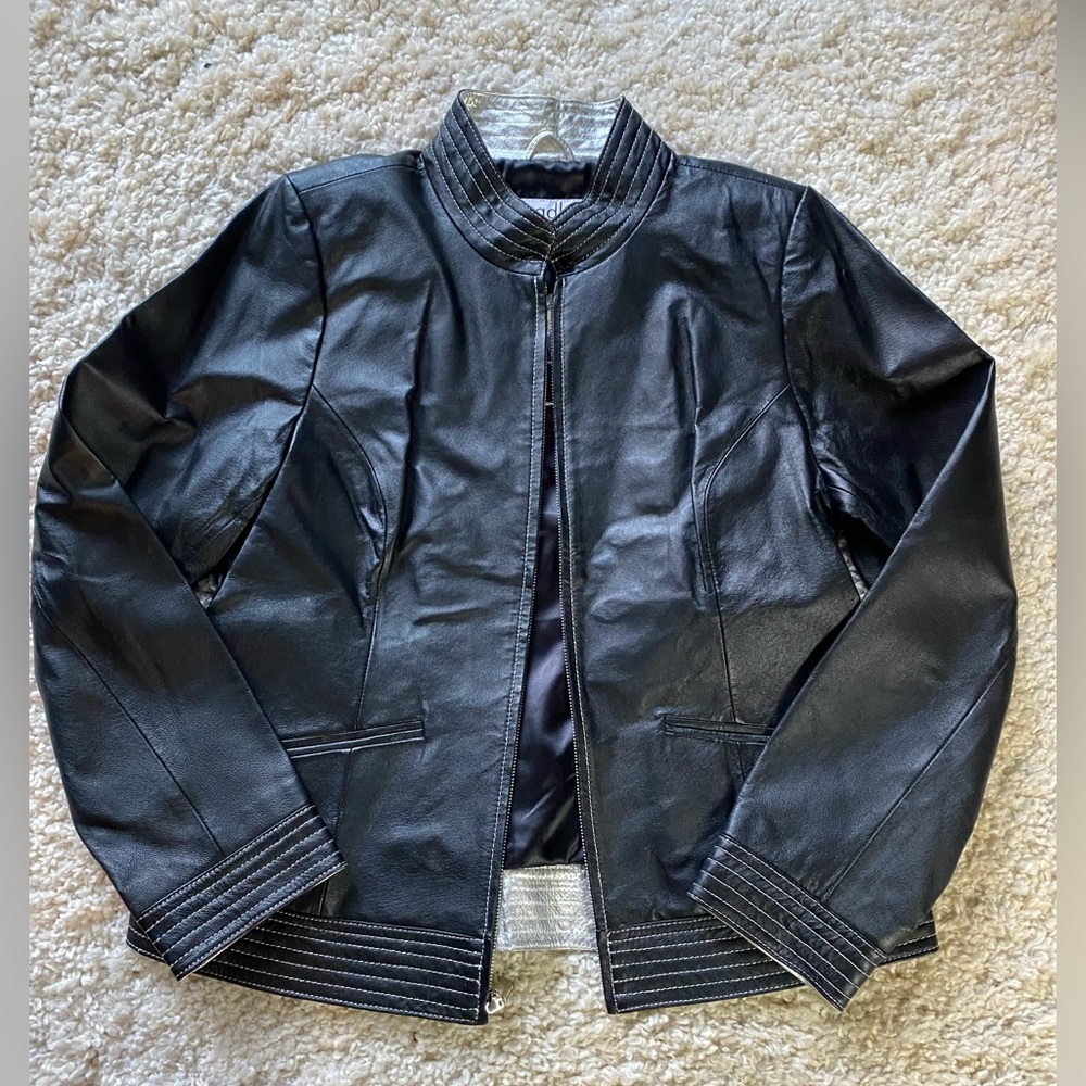 NWT Bradley Bayou Black Leather Jacket QVC
